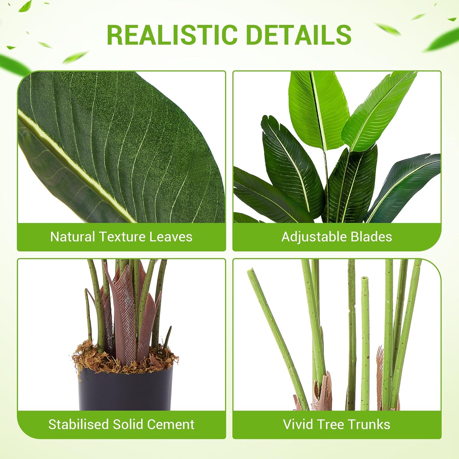 litphke 2-Pack Artificial Tree Bird of Paradise Artificial Plant, 4 Ft Faux Tropical Plant Palm Tree with Leaves Trunks Faux Banana Leaf Tree for Home Decor Living Room Indoor Outdoor Office