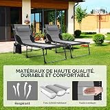 LIFERUN Transats Jardin Extérieur XXL Pliables, 199×66×35 cm – Chaise Longue Jardin Extérieur avec Dossier Réglable 5 Positions, Bain de Soleil Extra Large Jusqu’à 150 kg, Fauteuil Relax - 5
