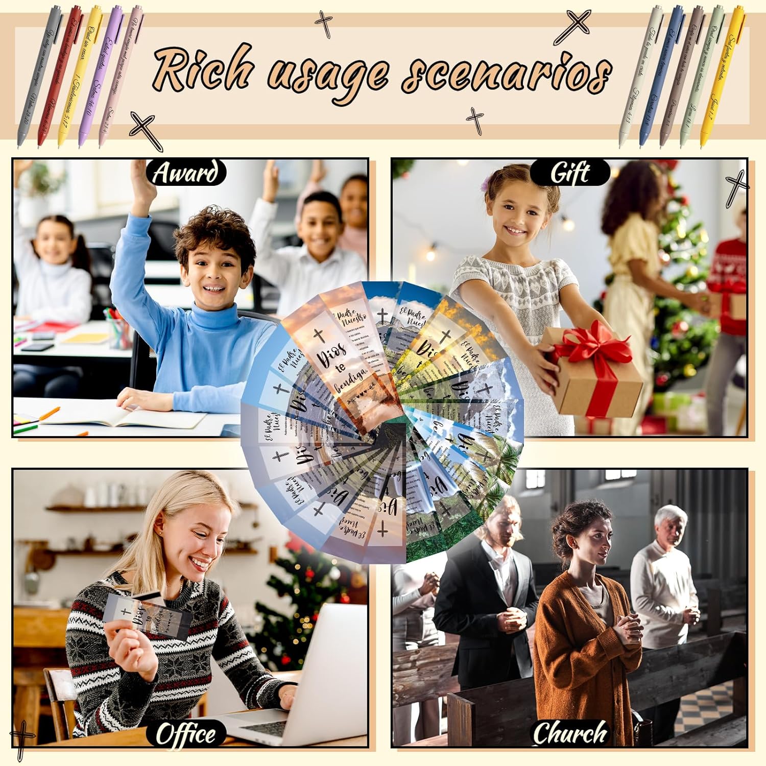 50 Set Spanish Christian Gifts Bulk for Women Bible Verse Ballpoint Pens Religious Bookmark God Bless You Regalos Cristianos Para Mujer En Espanol for Church Back to School Supplies Book Lover - Image 6