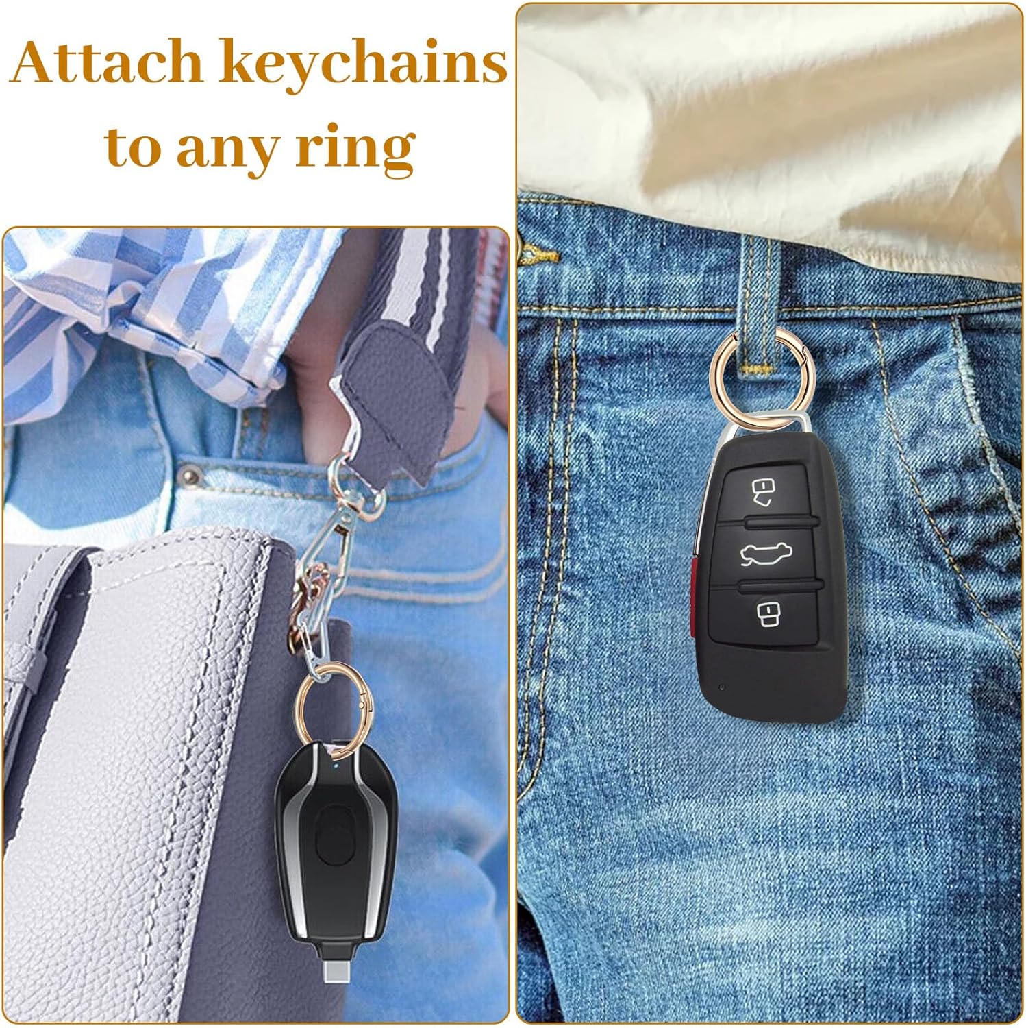 4 Pcs Gold Key Ring Spring O Ring Clip Flat Spring O Rings Circle Carabiner Rings 2 Sizes 1 inch and 1 1/4 inch Round Small Carabiner Clip for Keyrings Buckle, Bags, Purses - Image 4