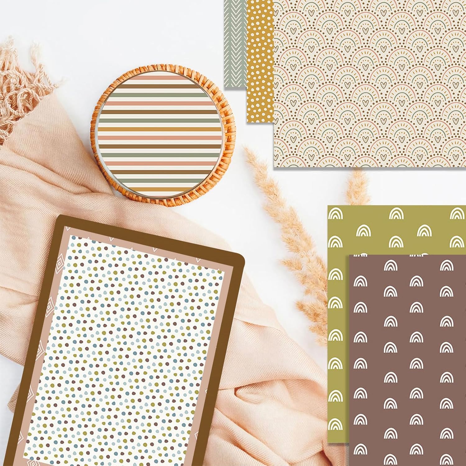 12x12 Scrapbook Paper Packs, 48 Sheets Double Sided Patterned Papers Spring Floral Decorative Craft Paper for Scrapbooking Junk Journals Greeting Cards Decoration (Boho)