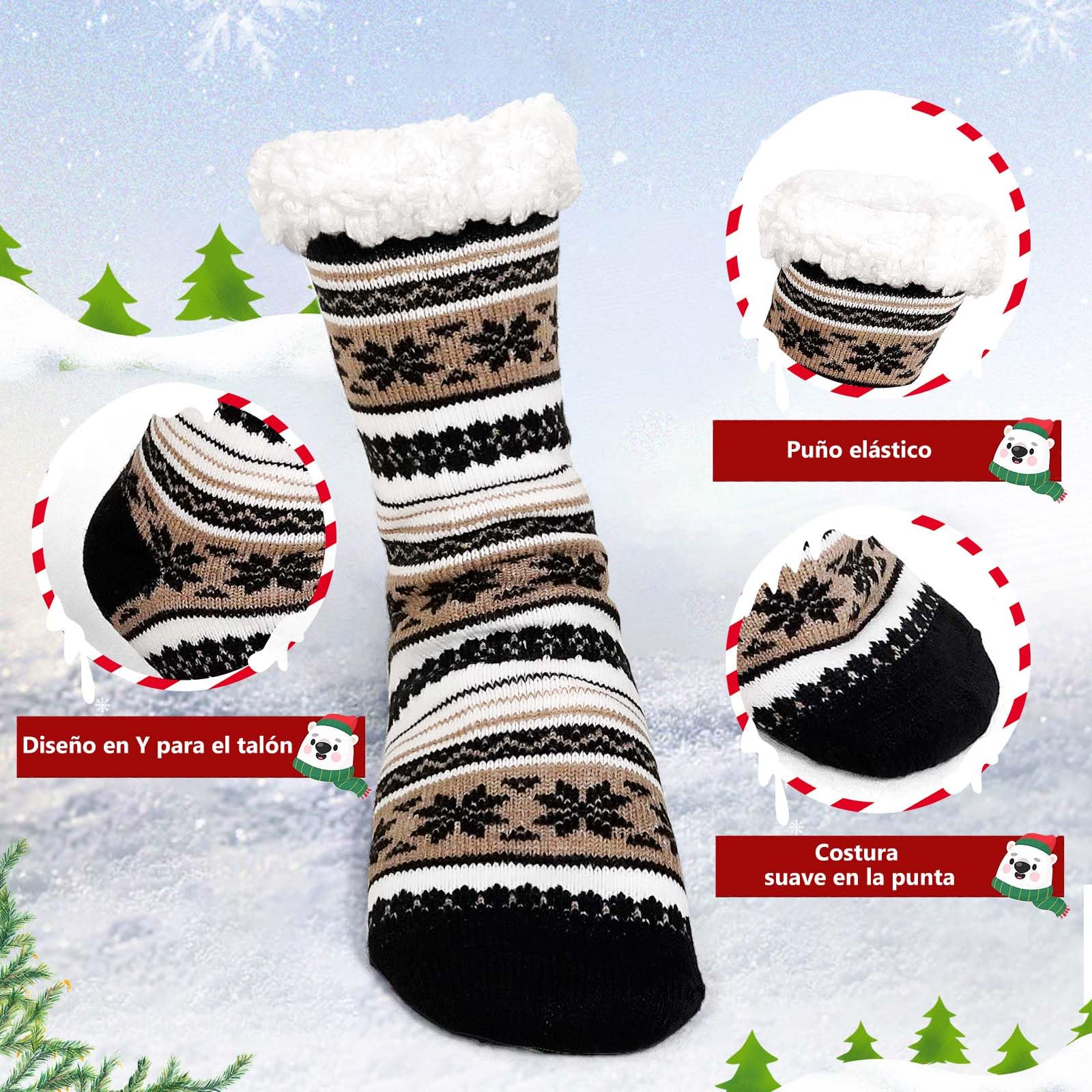LOFIR Men's Fluffy Slipper Socks Thick Thermal Warm Winter Non-Slip Fuzzy Fleece Lined Soft Grip Cosy Novelty Stocking Christmas Gifts Bed Home 1 Pair Size 6-11