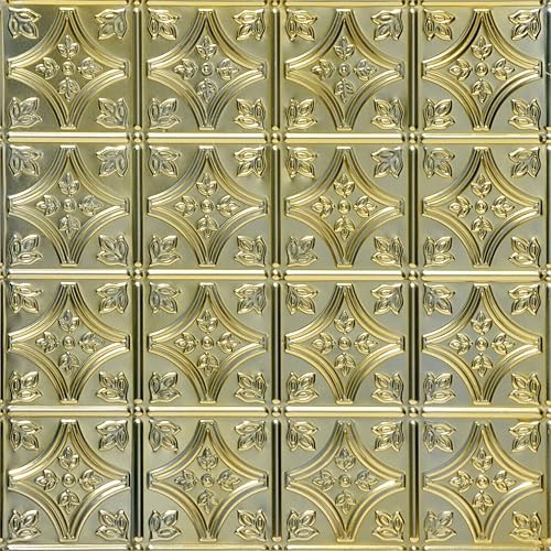 Shanko SKPC209-gn-24x24-N-6 - Azulejo de techo de metal estampado con punta pequeña (24 pies cuadrados), pepita dorada, paquete de 6