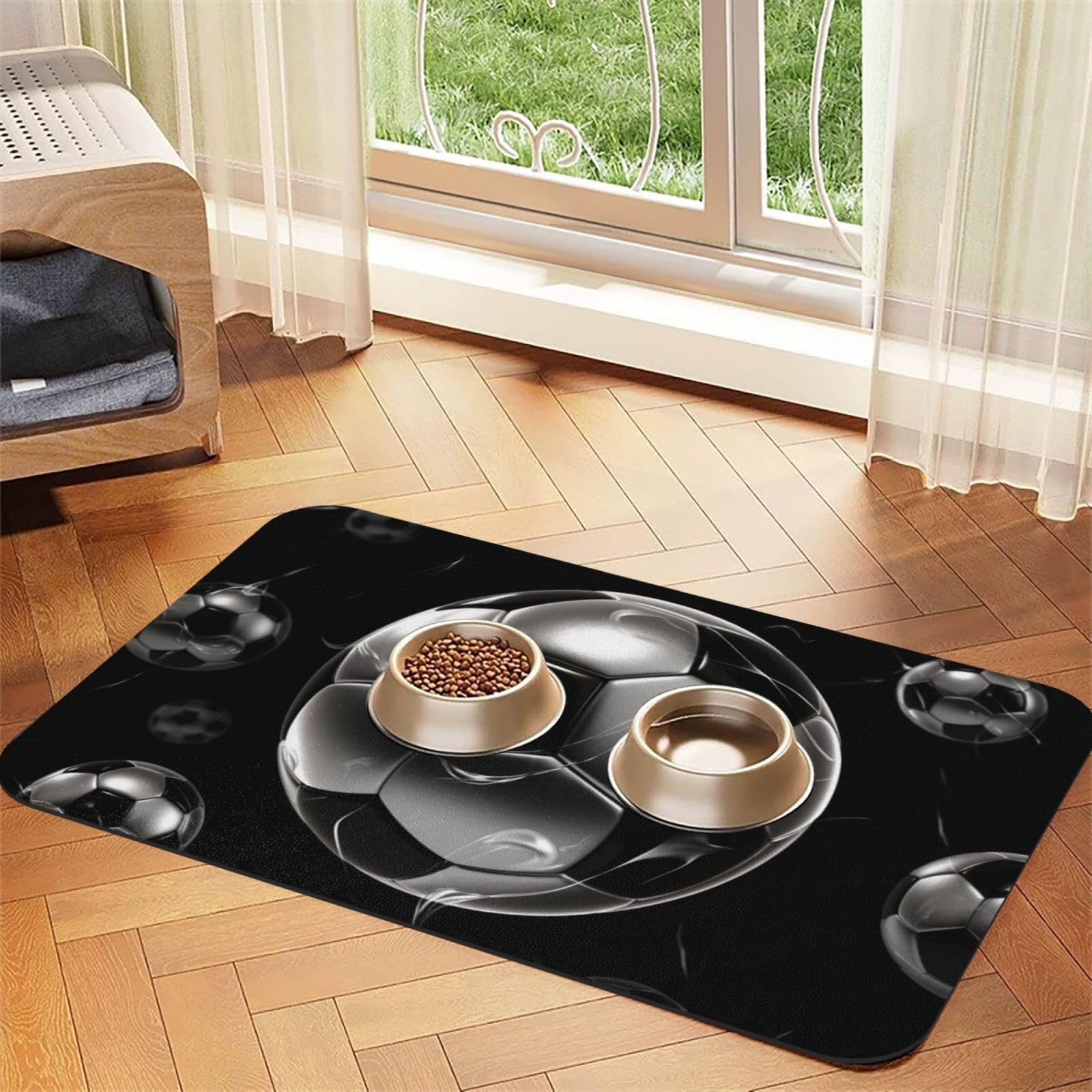 Tapis de nourriture pour chien football 30x45cm antidérapant et absorbant en caoutchouc