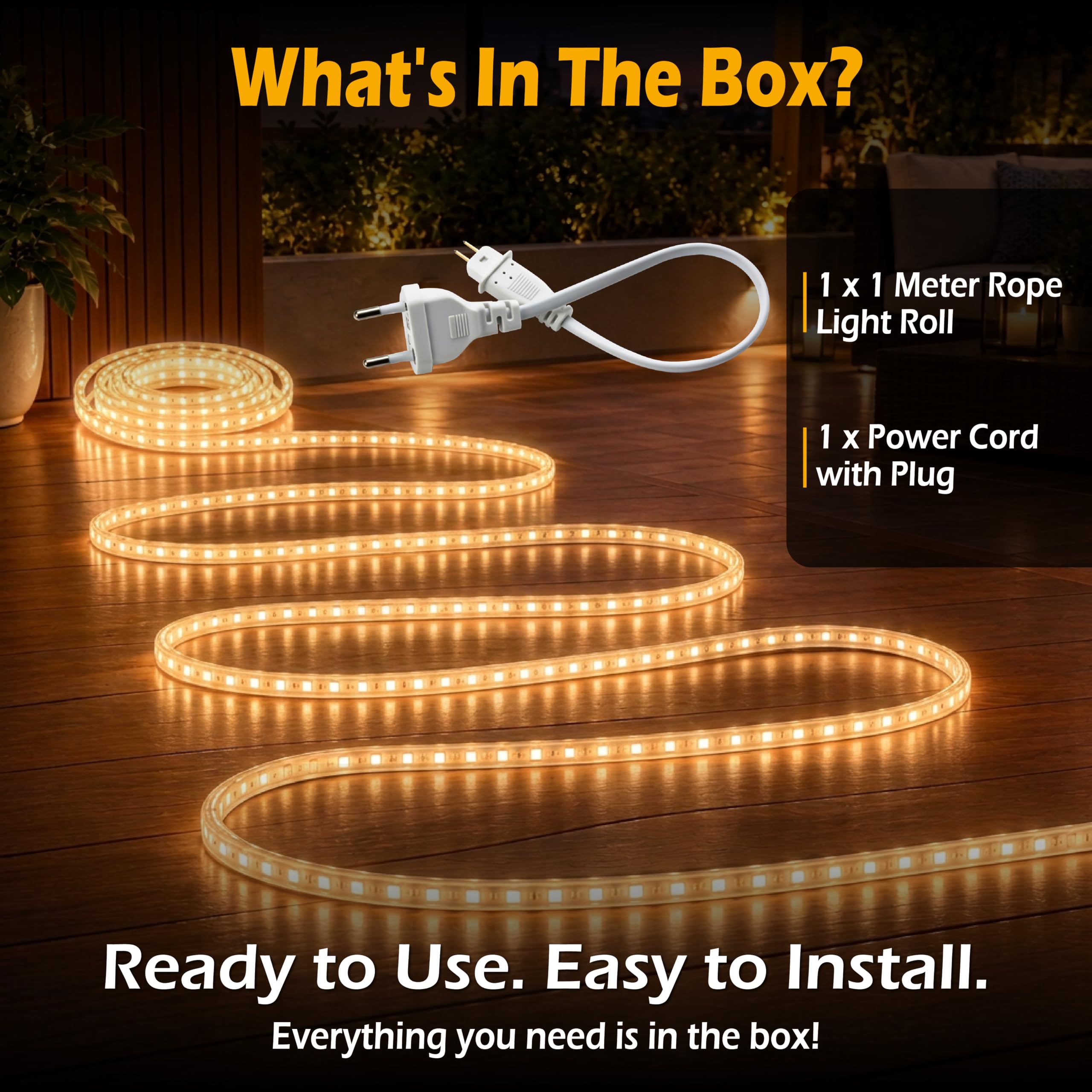 Forus LED Rope Light - Warm White, Waterproof Decor -7