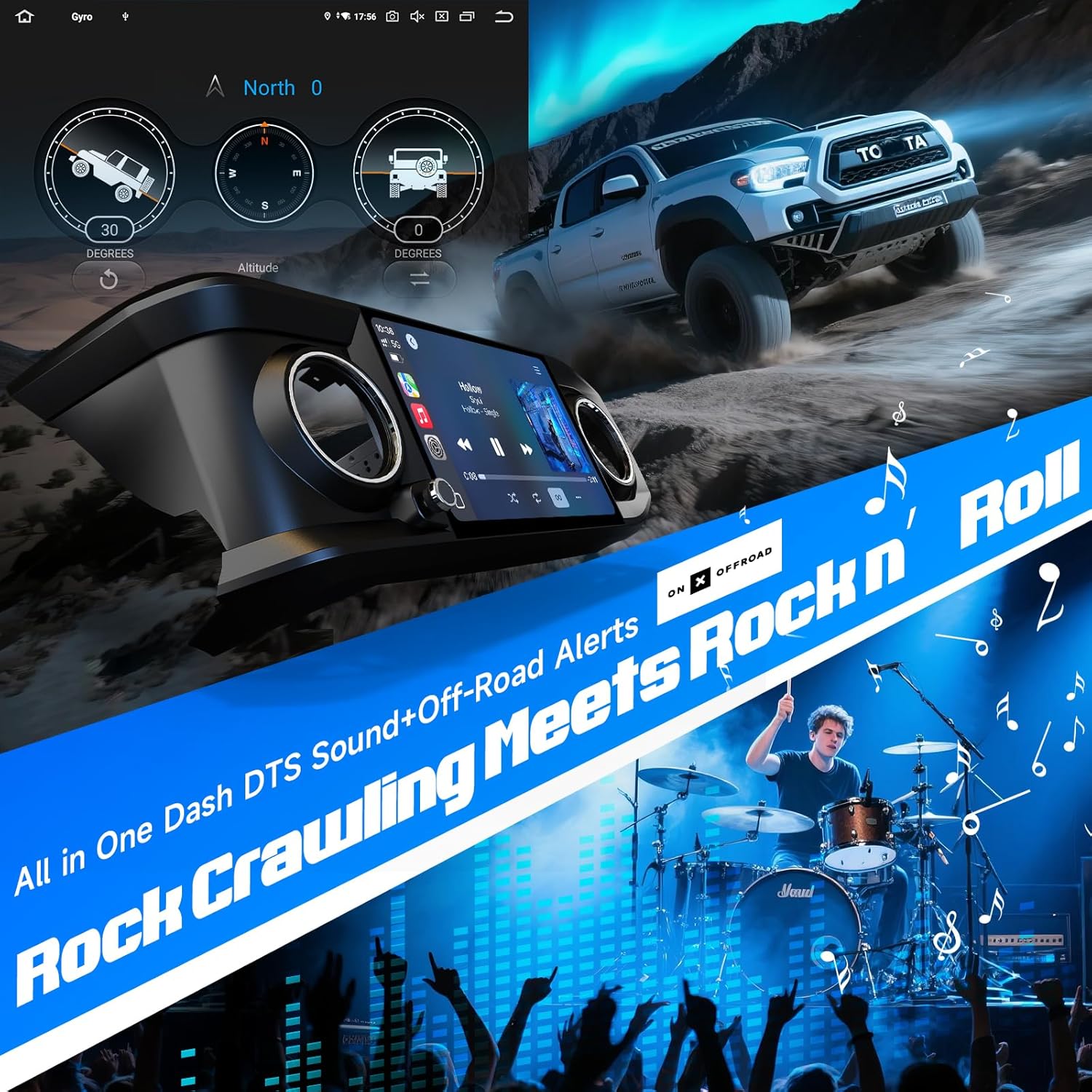 Dasaita Head Unit for Toyota Tacoma 2016-2023, with Wireless CarPlay & Android Auto, 11.6'' Android 13 Car Stereo, 8GB+256GB Off-Road GPS Navigation, Plug and Play Radio, OEM Style, Black