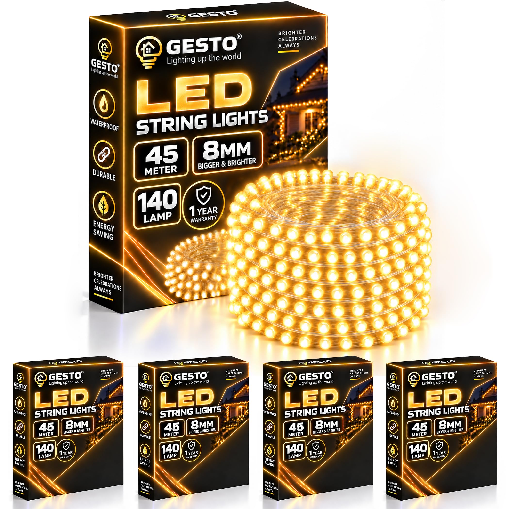 Gesto 45m LED String Lights - Warm White Fairy Lights -17 Gesto 45m LED String Lights - Warm White Fairy Lights -17