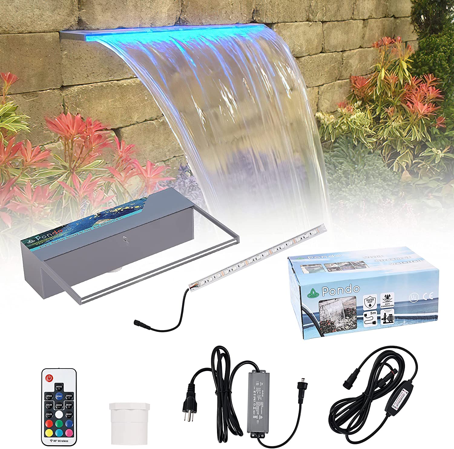 Lumière De Fontaine De Piscine – Cascade Lumineuse Universelle Blanc, Longueur 35cm (SODIAL)