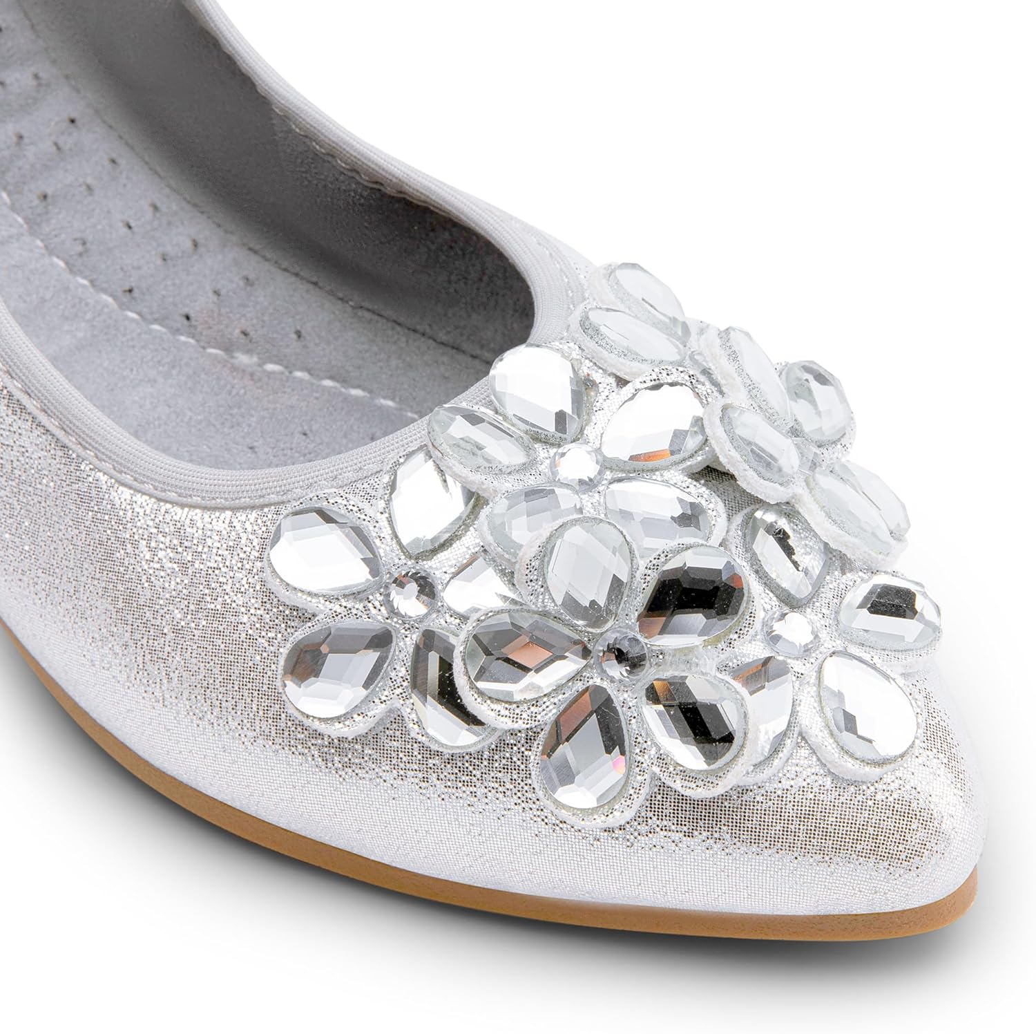 DREAM PAIRS Ballet Flats Shoes for Women, Women's Pointed Toe Rhinestone Sparkly Foldable Flats, Comfortable Shoes for Women Dressy Wedding Party Work Drive