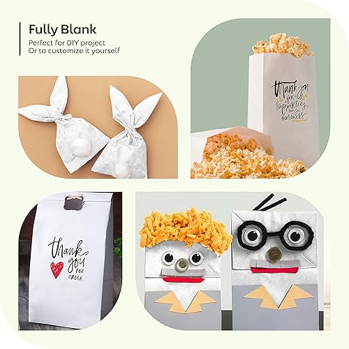 Miniatura 7 de Culinware Bolsas de papel kraft de 10 libras, color blanco duradero para aperitivos, almuerzo, sándwich, pasteles, palomitas de maíz, comestibles y