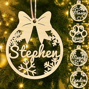 Personalised Christmas Tree Decoration Wooden with Name Christmas Baubles Personalised Christmas Tree Decoration Pendant Christmas Tree Decoration Wooden Gifts Christmas
