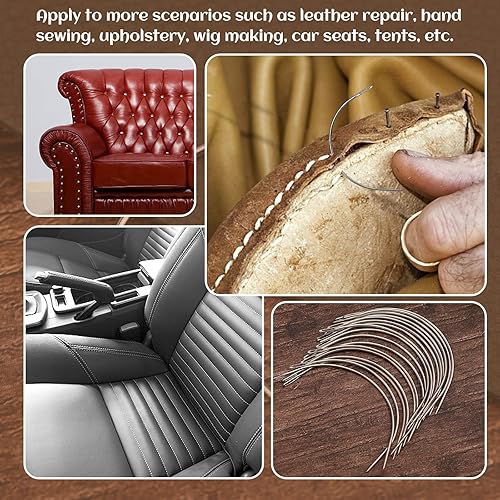 Miniatura 7 de 80 agujas curvas, 4 tamaños, agujas de coser curvas, agujas de tejer para tapicería, agujas de cuero en forma de C para proyectos de cuero,