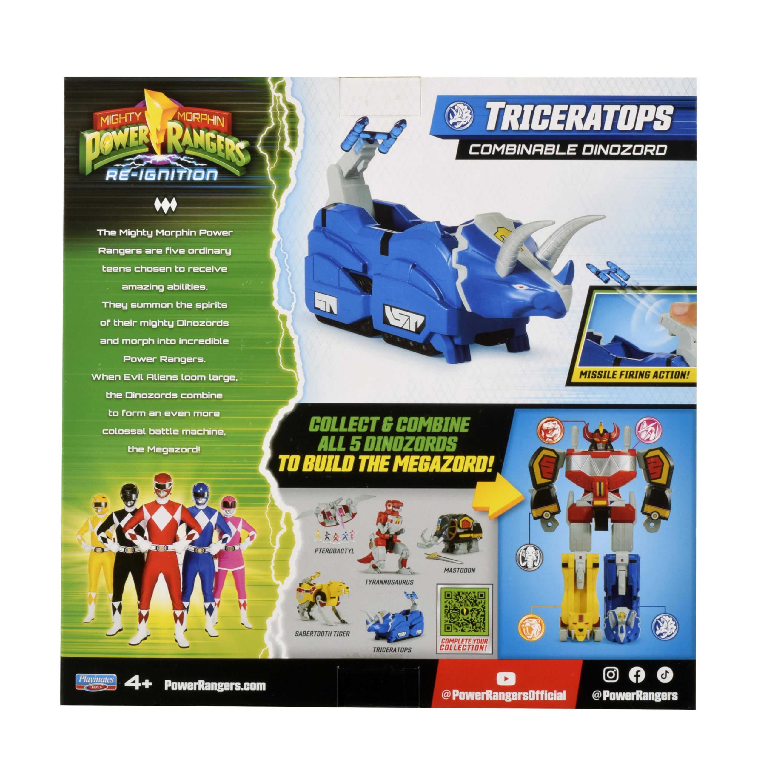 Power Rangers - Kolekcja Megazord, przegubowe Zords, Figurka, 20 cm, model Triceratops Dinozord, dla dzieci od 4 lat, PWG051