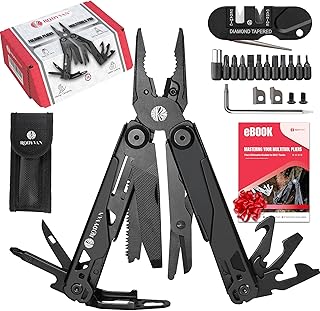 Multitools, 19-in-1 Stainless Steel Multi Tool Pliers with Sharpener, Screwdriver Set, Bottle Opener, Survival Camping Accessories. Gift for Men Dad. DIY Tool kit for Outdoor Activities