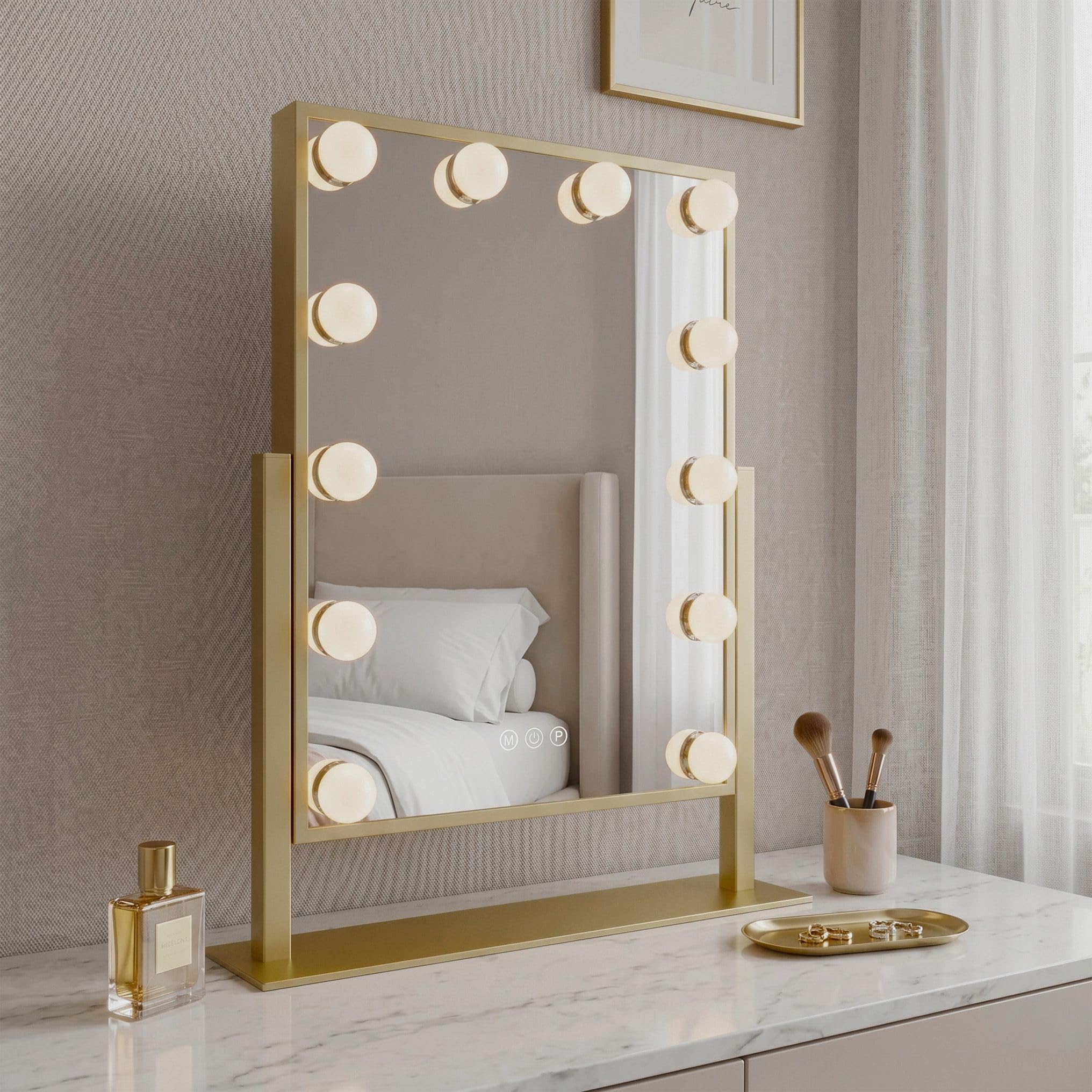 Rea - Lustro Led Style L.Gold 30x40 Prostokątne - 12 x 30 x 47,5 cm