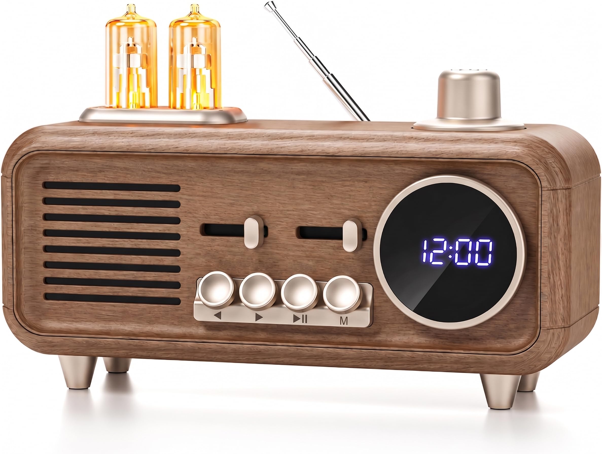 Cason SC11 Fm Radio for Home with Bluetooth Speaker,Vintage Radio with USB -Retro Radio Portable Music Player with Transistor Frequency Knob Meter,SD Card,Headphone Jack(Brown)-image-6