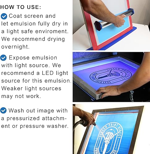 Miniatura 6 de Ecotex AP Emulsión de serigrafía azul (galón - 128oz.) Emulsión fotográfica pre sensibilizada para pantallas de seda, textiles y telas - Para