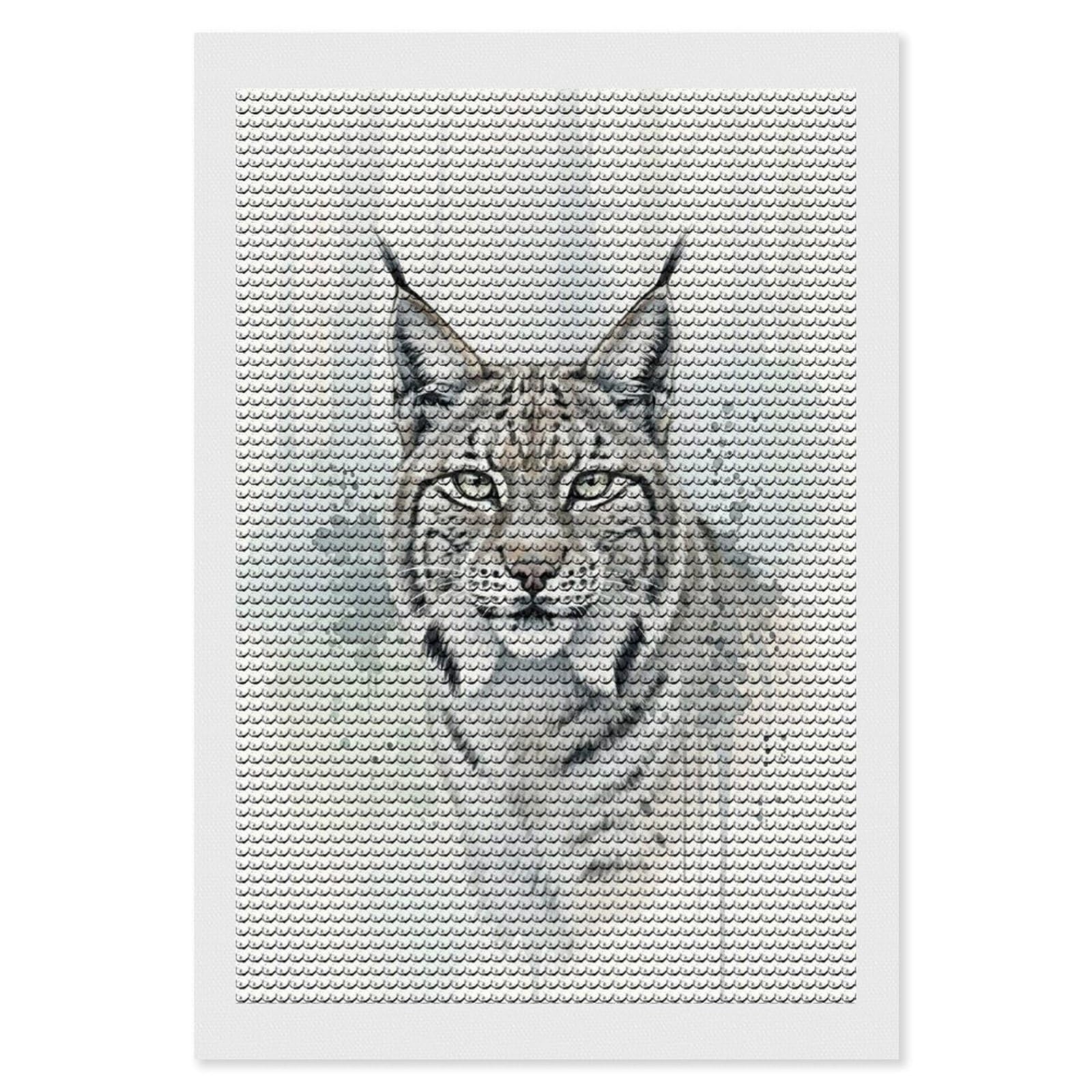 Junmoney Watercolor Lynx Portrait Diamond Art Canvas 8"x12", for Teens, Nice Detail and Sparkle, Farmhouse Decor, Festive Craft Gift, Easy to Enjoy