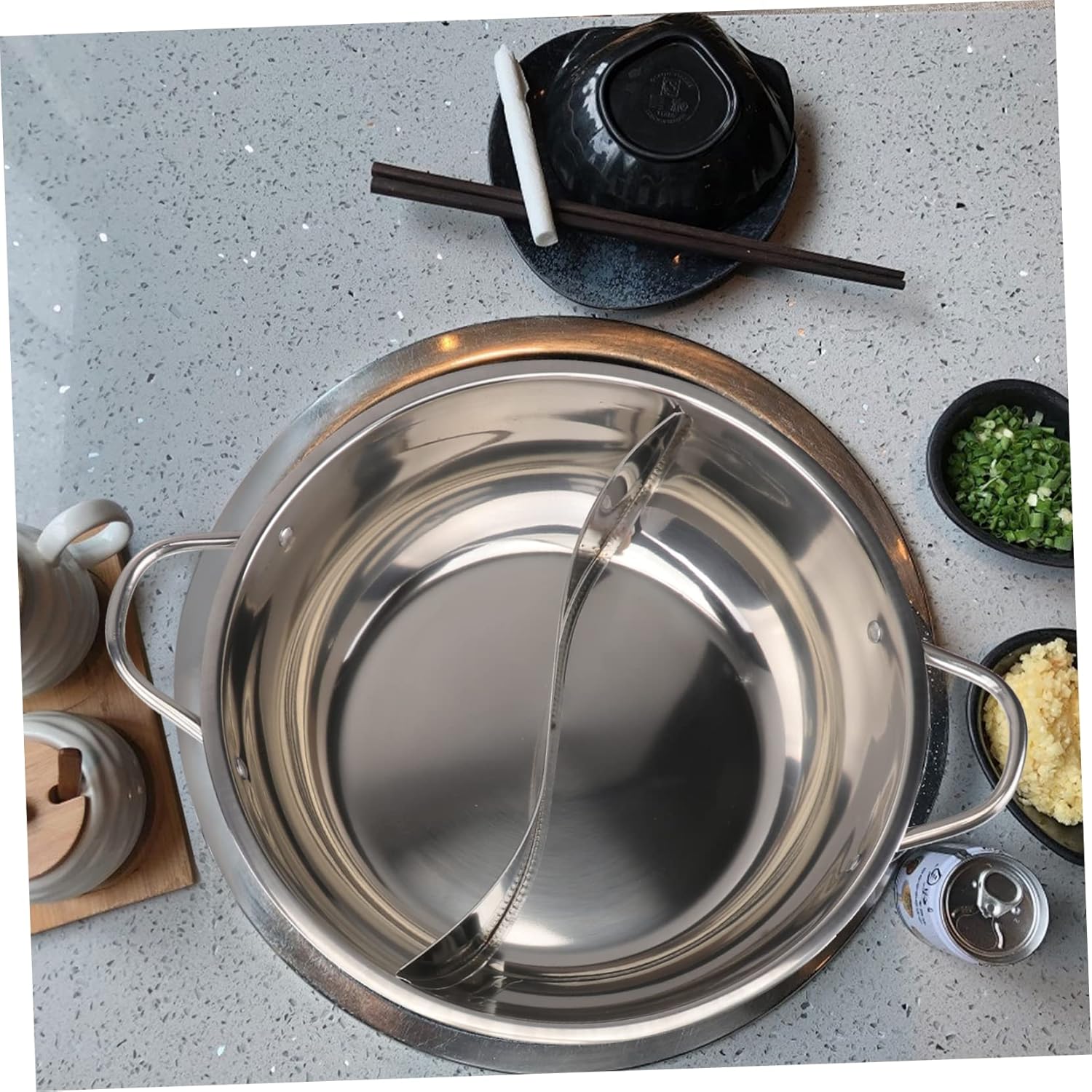 Multifunctional Induction Cooker Pot Stainless Steel Hot Pot Strainer Lid Dual Boiler Cooking Hot Divider