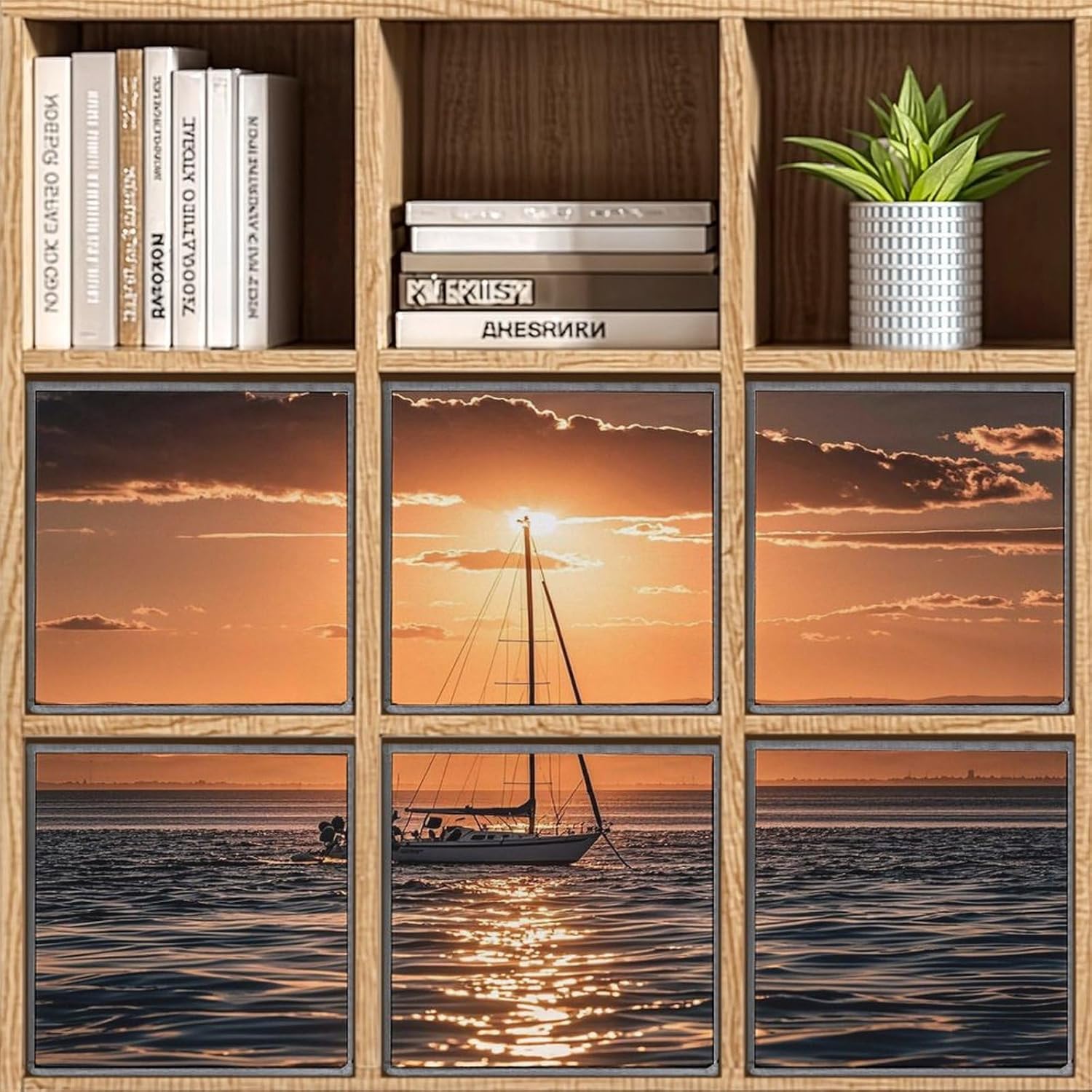 Multi Use Organizer Bins, Sunset Seascape Sailboat Floating Printed Storage Bins, Foldable Storage Baskets Are Suitable For Bedrooms, Offices, And Cars