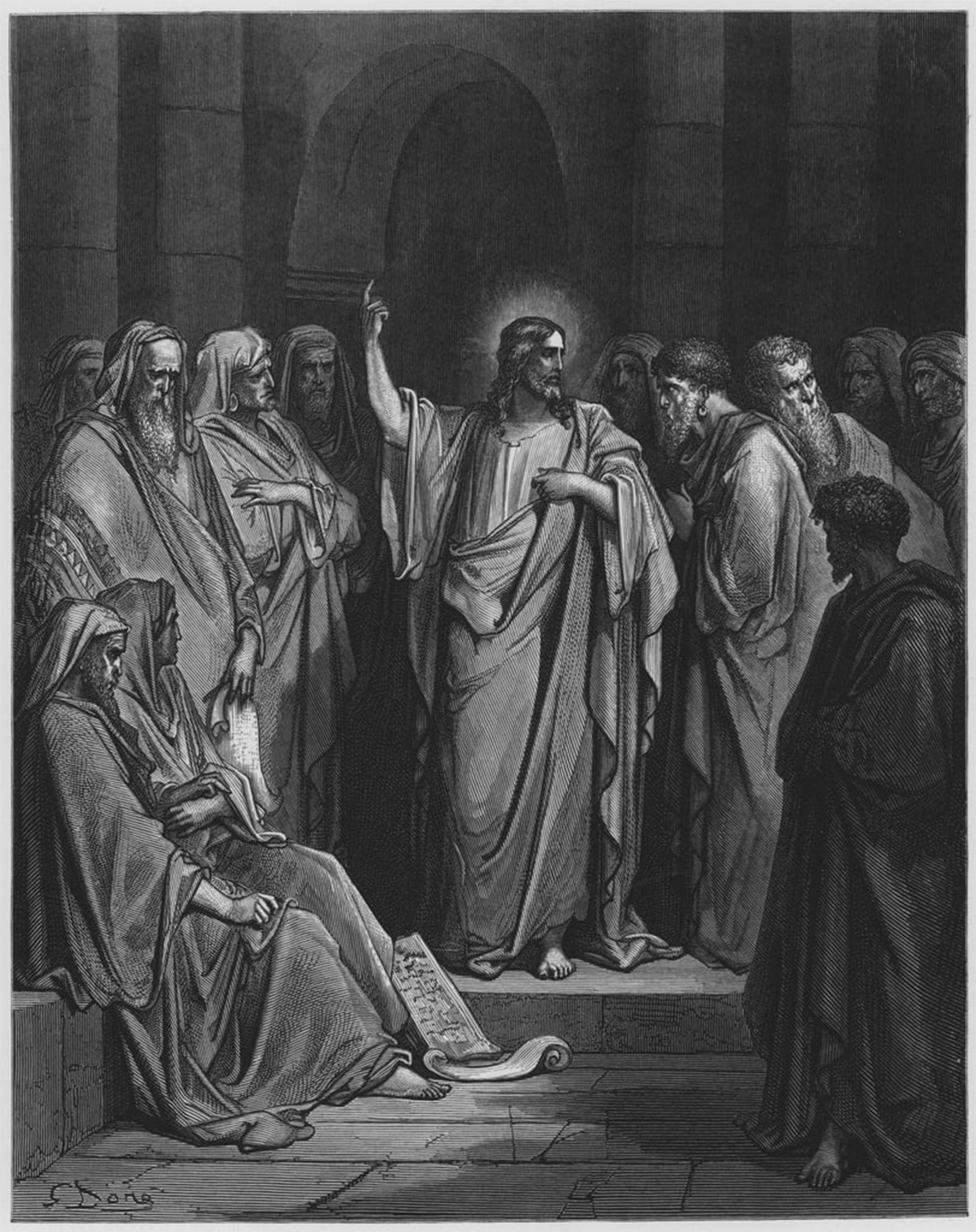 ARTXLXXBN Famous Art Print Poster Vintage Wall Art Bible Jesus Preaching in the Synagogue by Gustave Dore Canvas Art Poster for Home Decor 60x90cm