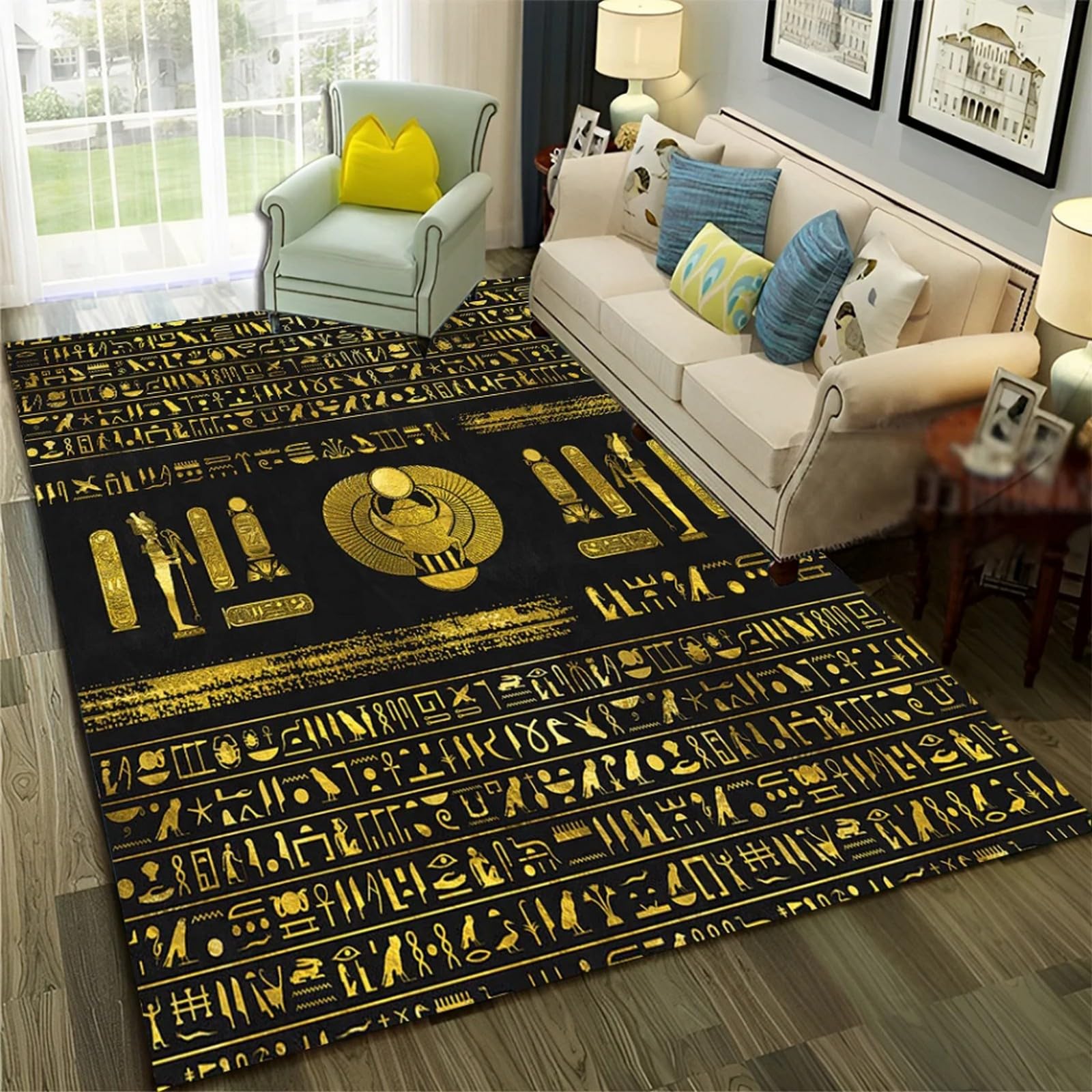 Tapis salon facile à nettoyer contre les taches et la poussière 120x160cm