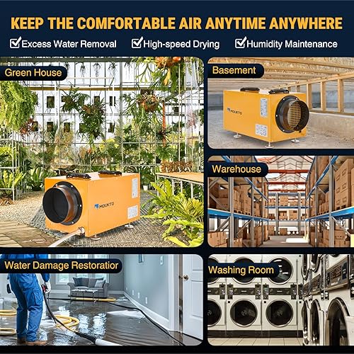 Miniatura 7 de MOUNTO Deshumidificador de espacio de arrastre de 140 PPD - Deshumidificador comercial de sótano con descongelación automática, diseño compacto,