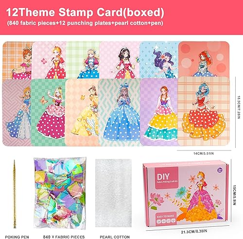 Miniatura 6 de IACTIONUNION Frenesí de arte de tela para niños, manualidades para niñas de 4 a 8 años, juguetes de bricolaje de arte poke, juegos de pintura de