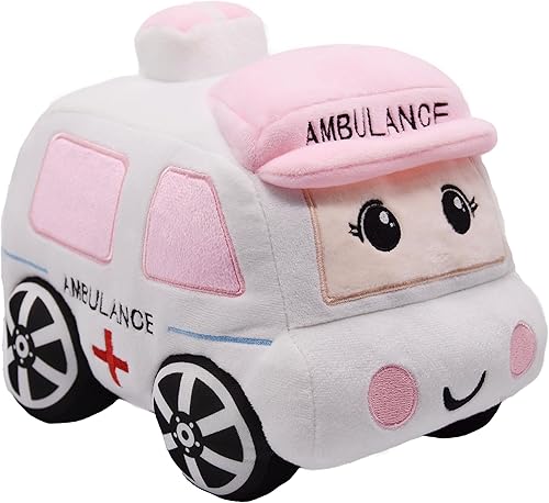 Juguete de Carro de Ambulancia de Peluche Suave Camión Blanco Súper Lindo Peluche Excelentes Regalos para Niños o Fiesta de Cumpleaños 10.6 Pulgadas