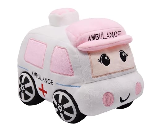 Soft Plush Ambulance Stuffed Car Toy Super Cute White Truck