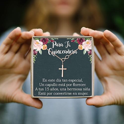 Vista 7 de Dear Ava Collar para quinceañera para regalo para niñas adolescentes de 15 años Regalo de plata de ley para dulces quince Colgante de joyería