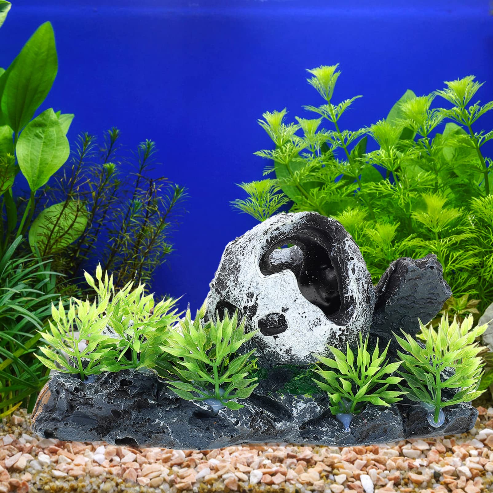 YARNOW 3 Pièces Ornements De Résine D'aquarium Vide Décor sous-Marin Décoration De Crâne D'aquarium Poisson Couvercle De Mousse Cachette Pierre à Air