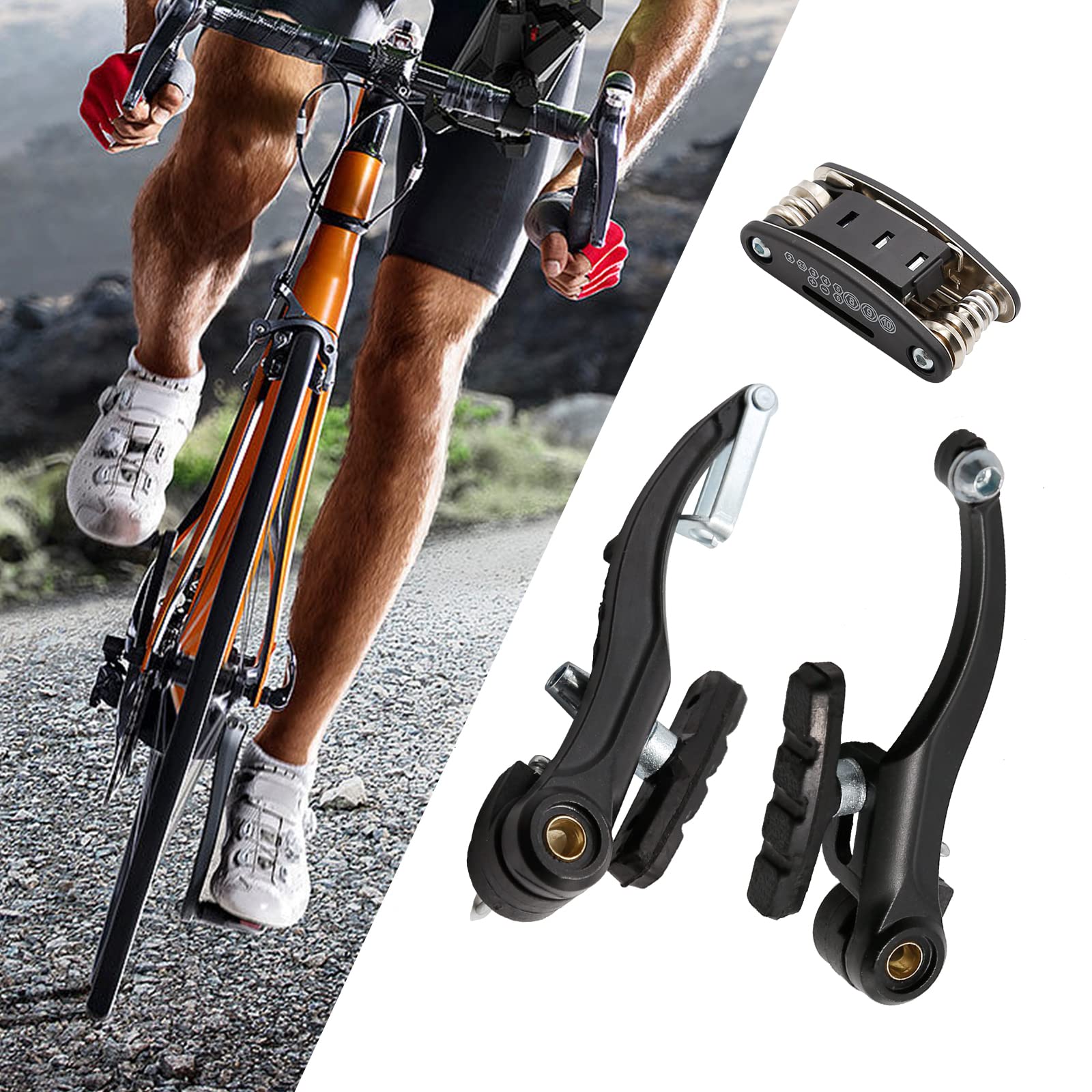 Juego completo de frenos de bicicleta, juego de cables de freno de bicicleta para bicicleta tipo V, freno delantero y trasero MTB con cables interiores y exteriores y kit de palanca de