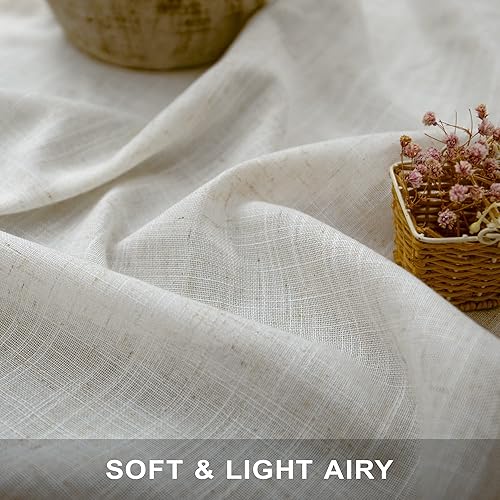 Miniatura 3 de Cortinas pequeñas para ventanas de 30 pulgadas de largo, cortinas de lino para ventana de cocina sobre el fregadero, 2 paneles con bolsillo trasero