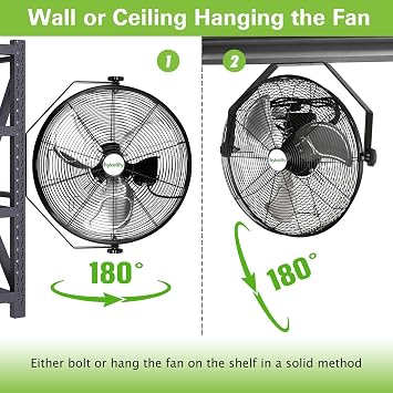 hykolity 20 in. Industrial Wall Mount Fan, 4600 CFM 3-Speeds High Velocity Fan with Sealed Motor, Heavy Duty Metal Barn Fans for Garage, Workshop and Warehouse, 2 Pack, UL Listed