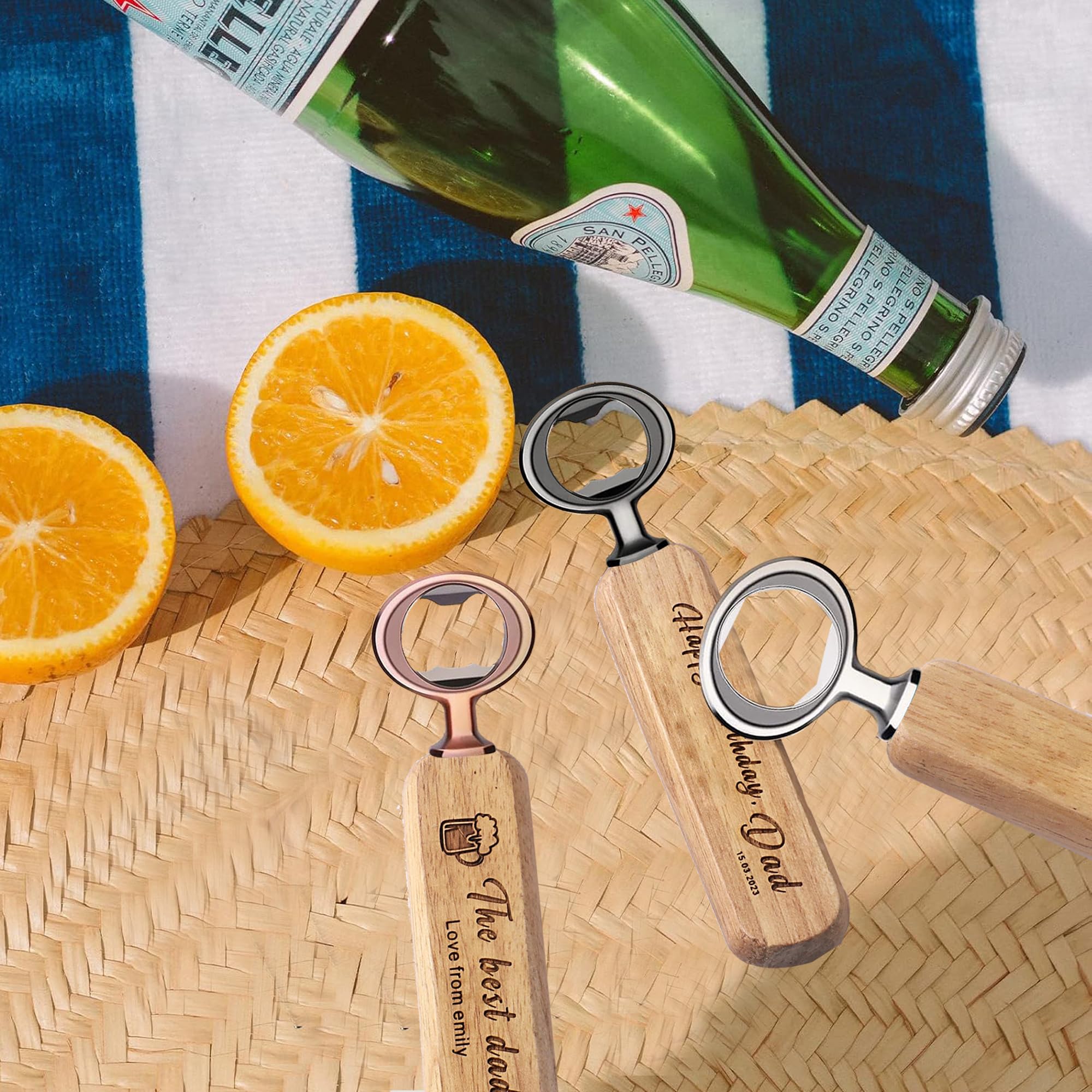Kit de abrebotellas de metal, 10 piezas de insertos planos de acero inoxidable en blanco, accesorios de cerveza roscados, accesorios para abrebotellas para el día de San Valentín, boda, vino