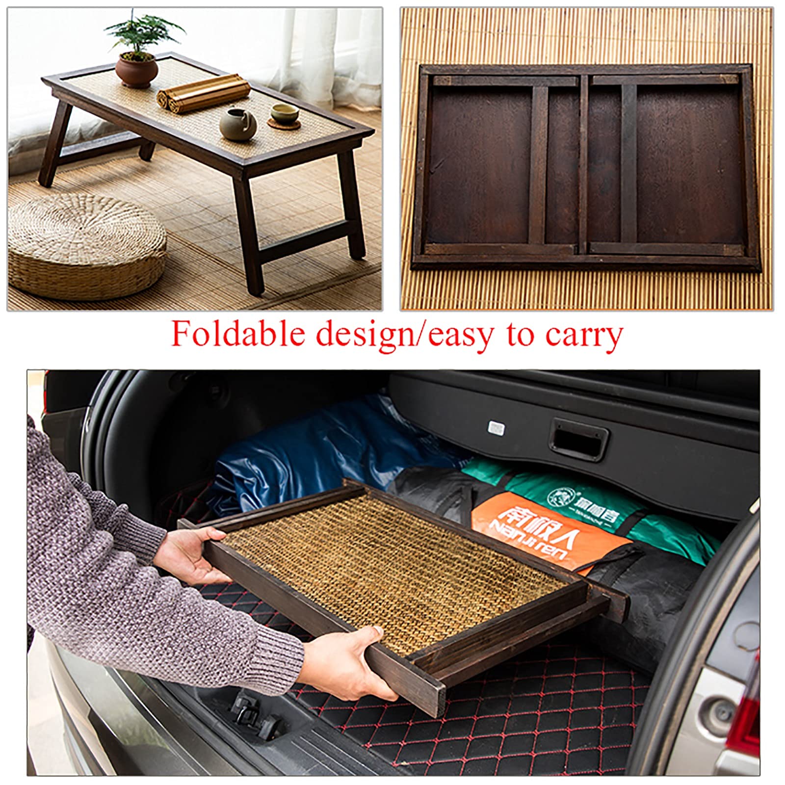Tavolo pieghevole in legno per la casa giapponese, tavolo basso da pranzo, caffè o studio per tatami, finestra a bovindo, casa del tè, design versatile ed elegante per qualsiasi spazio