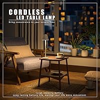 Vista 5 de Paquete de 2 lámparas de mesa inalámbricas, lámpara de escritorio recargable de 5000 mAh, luz nocturna LED regulable de 3 niveles para dormitorio