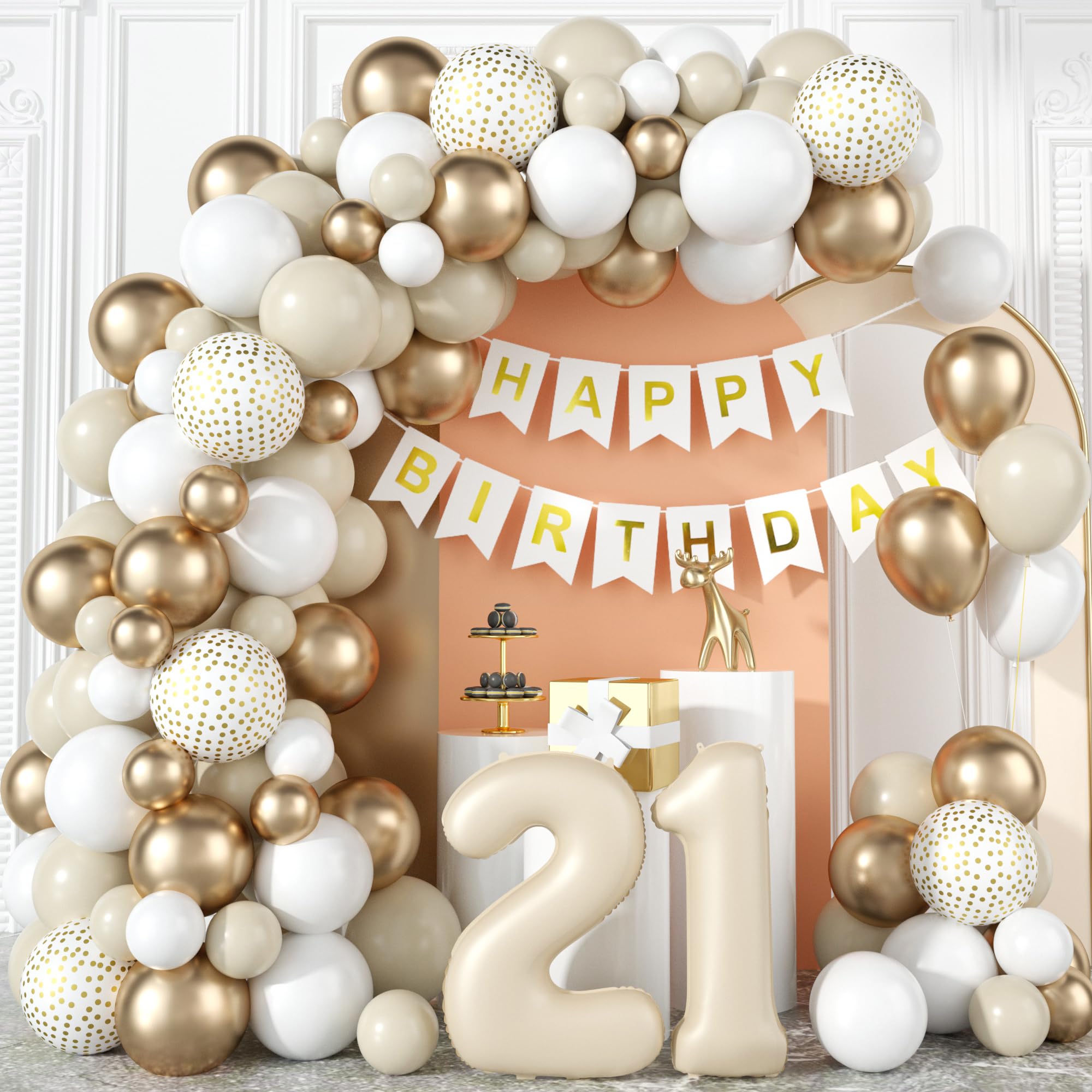 21 Anni Compleanno Festa Decorazioni Oro Rosa, 21 Striscione di Compleanno, 21 Anni di Buon Compleanno Decorazione di Festa per Ragazze, 21 Feste di Compleanno Bandiera Segno di Benvenuto