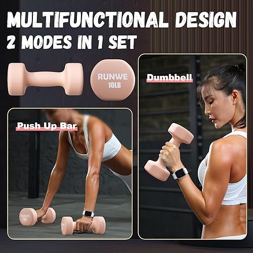 Miniatura 5 de RUNWE Juego de 2 mancuernas de hierro fundido, opciones para 1, 3, 5, 7 o 10 libras cada una, juegos de pesas de mano para ejercicio y fitness,