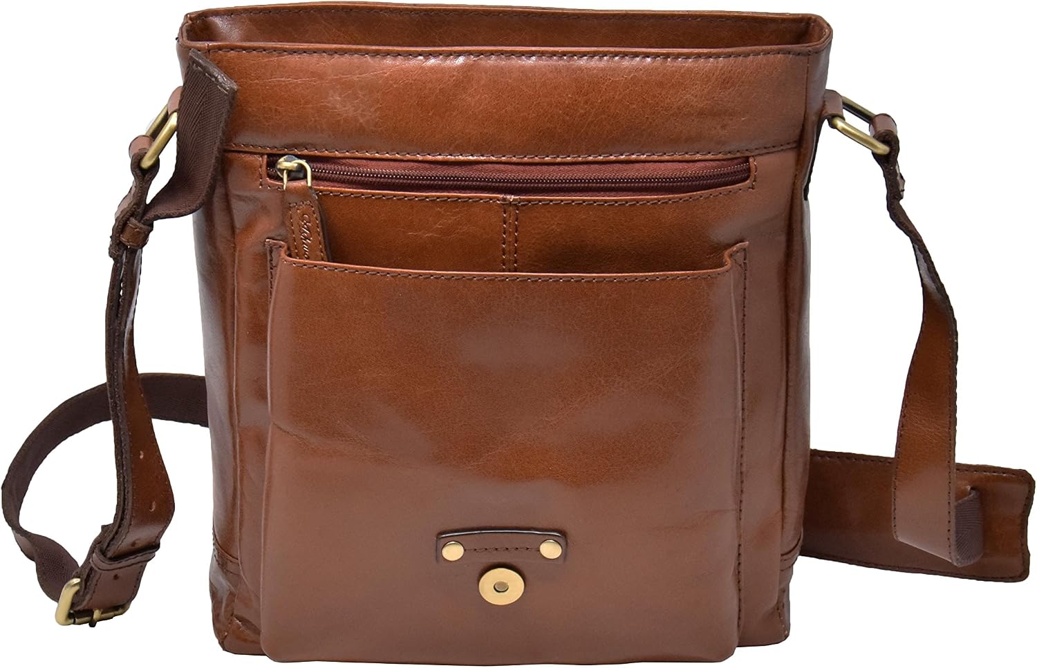 Mens Real Leather Cross Body Flap over Shoulder Bag Travel Pouch HOL14 Tan