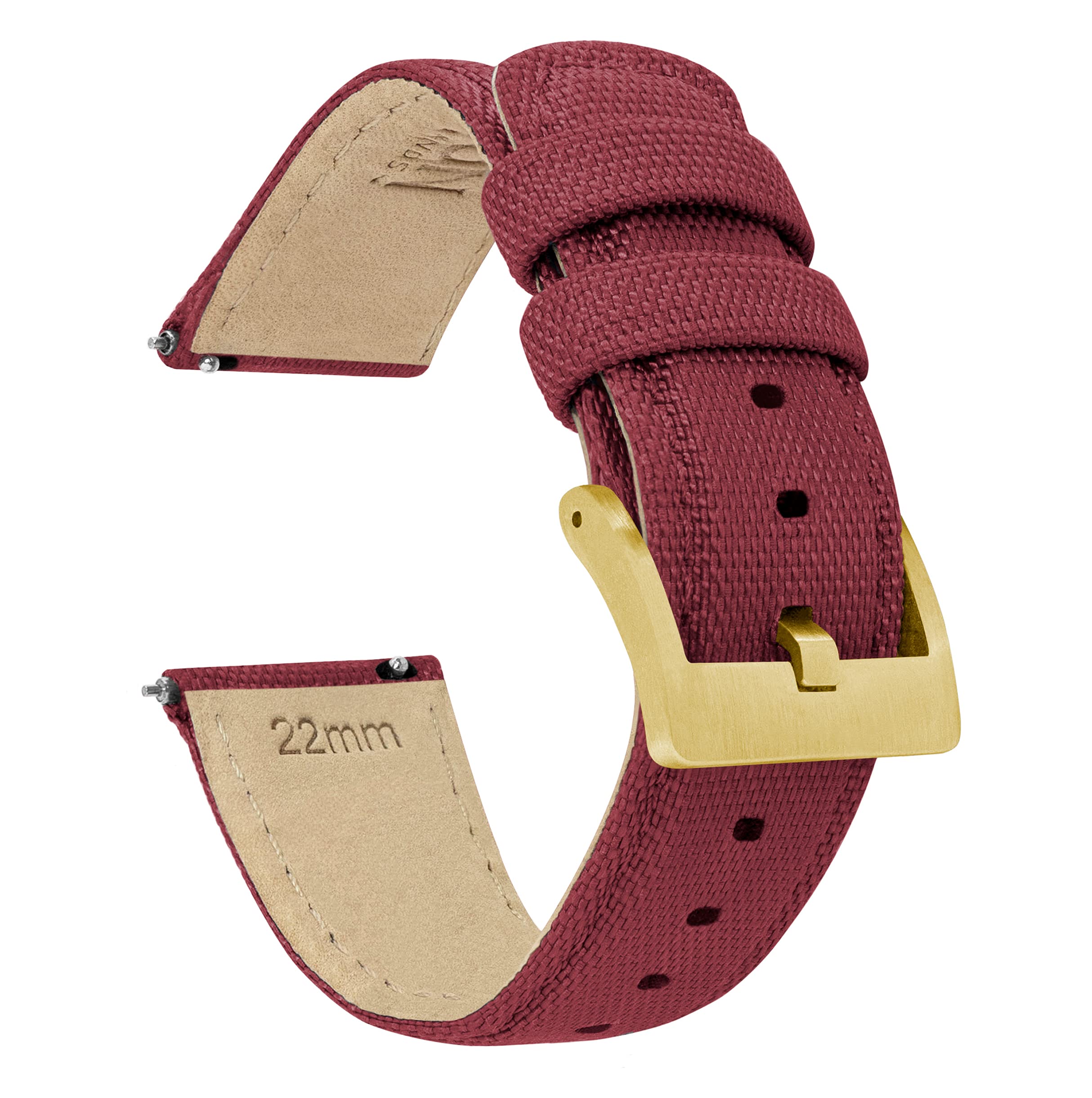 18mm Raspberry Red BARTON Sailcloth Quick Release Premium Nylon Weave (Gold Buckle)