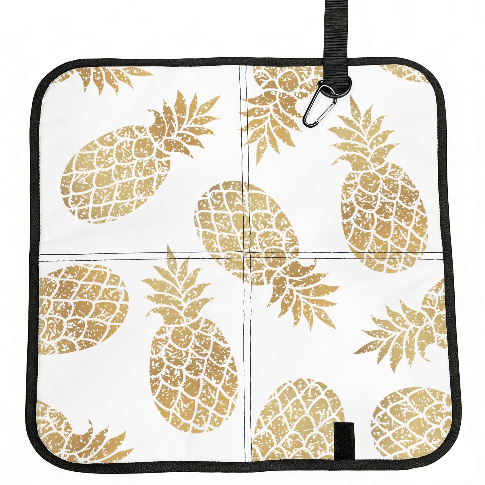 YGLHBDPBF golden pineapple background Print Camping seat cushion,Foldable Sitting Pads,Save Backpack Space for Hiking