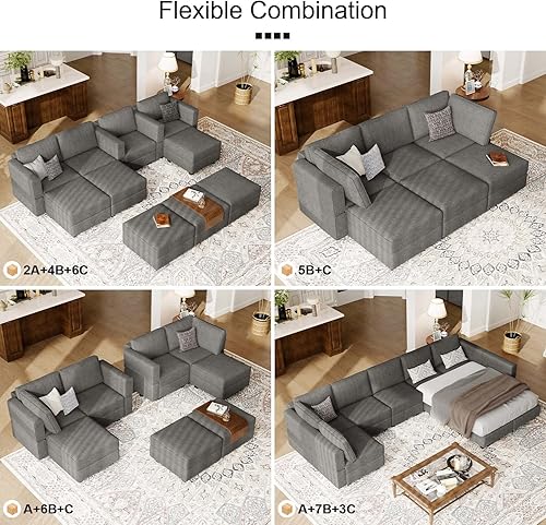 Miniatura 43 de Belffin Sofá seccional modular de tela Apoyabrazos Respaldo Módulo Sofá Parte Seccional Lateral Apoyabrazos/Respaldo Pavo Real Azul Azul pavo