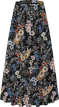  Women's Chiffon Elastic High Waist Pleated A-Line Maxi Skirts