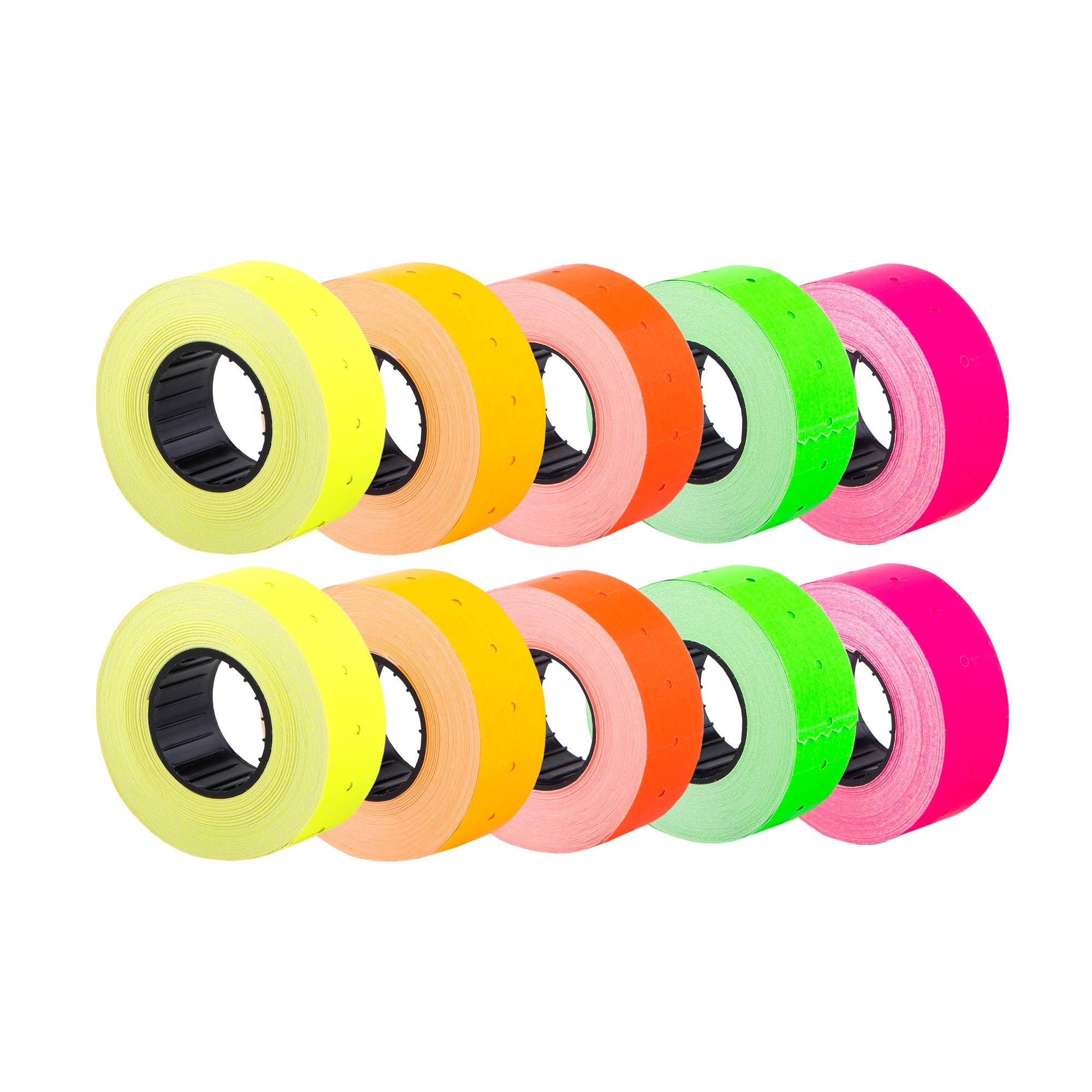 (10 Rolls) Mix 21 x 12 mm Colored Paper Sticker Price Gun Pricemarker labels MX-5500, Yellow,Orange,Green,Red,Pink - Image 2
