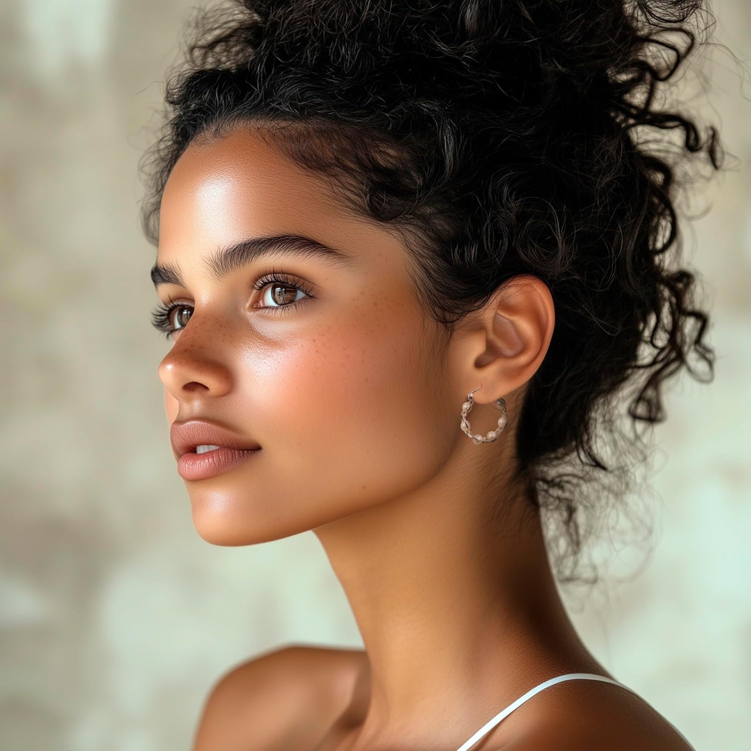 NOVICA Artisan Handmade Cultured Freshwater Pearl Hoop Earrings .925 Sterling Silver White Thailand Bridal Birthstone 'Cloud Twist'