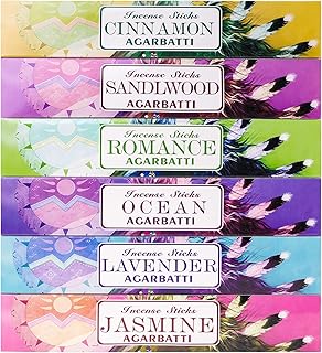 Mosfantal Premium Hand Dipped Incense Sticks - Cinnamon, Jasmine, Lavender, Sandalwood , Ocean , Romance Variety Gift Pack...