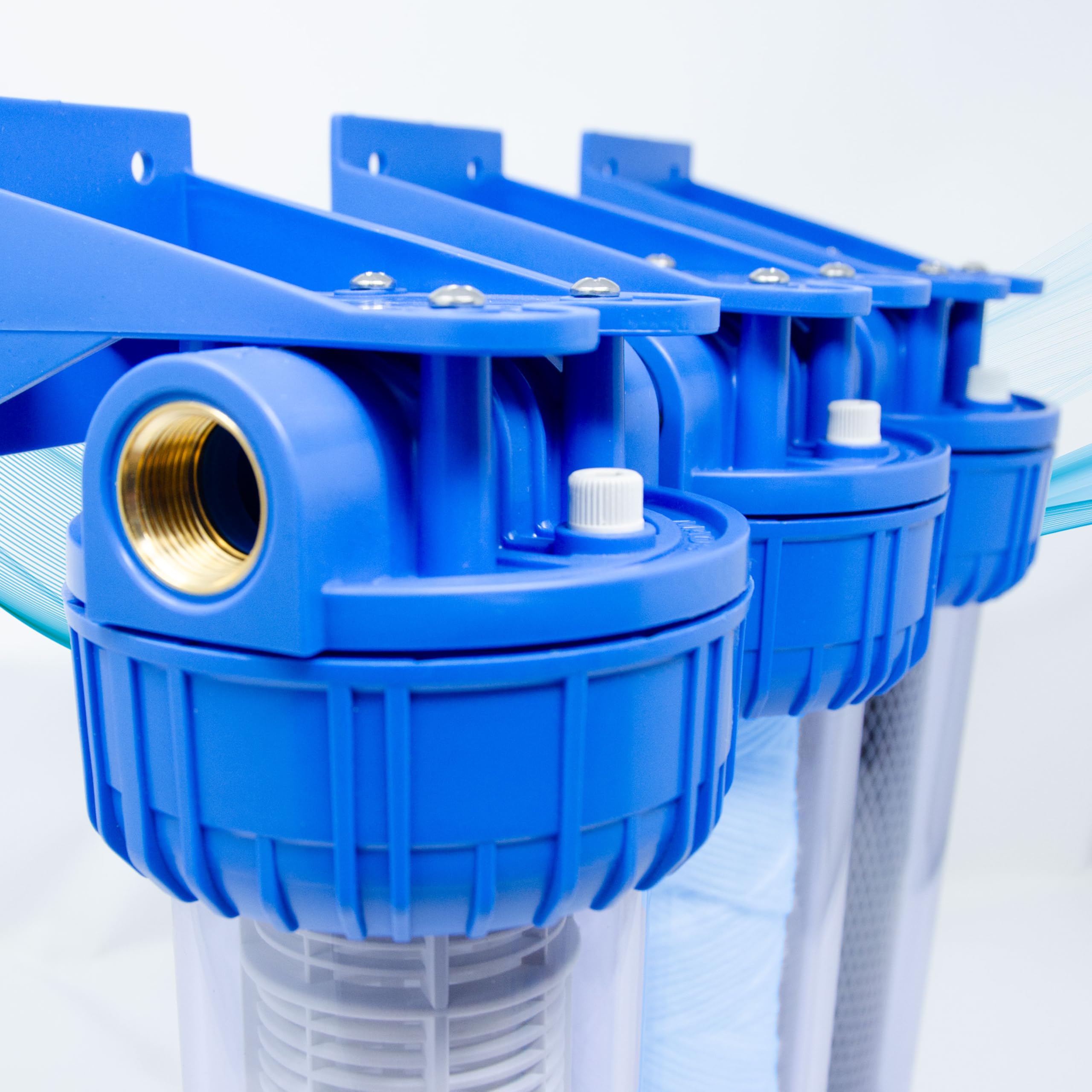 AQUASKUDO Filtro Acqua Rubinetto tre Stadi 3/4, Kit Filtro Acqua Sotto Lavello Made in Italy - Depuratore Acqua Domestico, Contenitore Filtri Anticalcare e Carboni Attivi