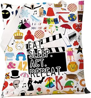 PXTIDY 뮤지컬 극장 토트백 Eat Sleep Act Repeat 재사용 가능한 쇼핑백 뮤지컬 극장 선물 여배우 공연자를 위한